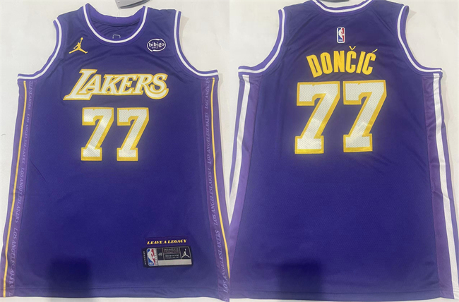 Men's Puple Los Angeles Lakers #77 Luka Dončić Stitched Basketball Jersey